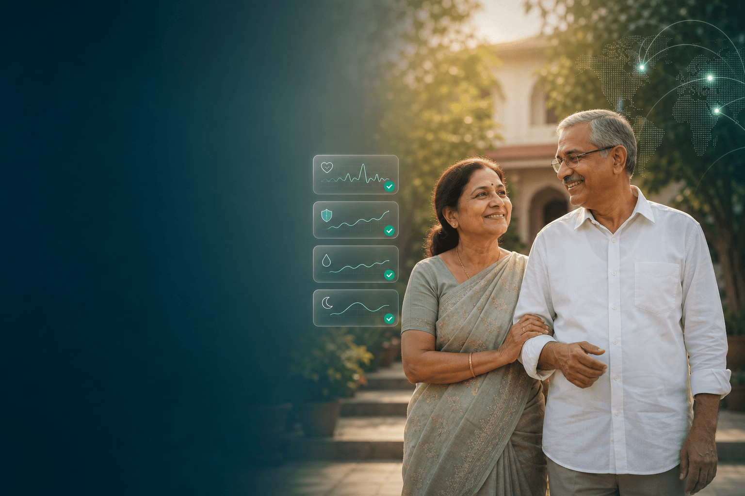 You live abroad. Parents are in India. Sponsor the same Care Package β kit ships home, alerts reach you.